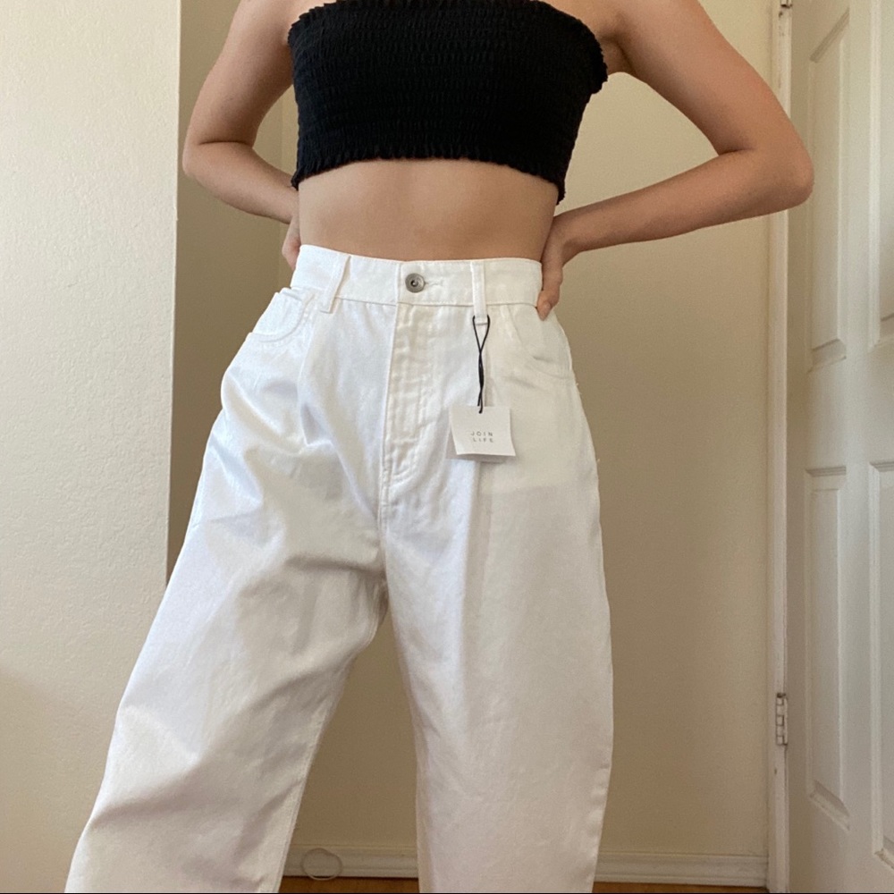 zara white slouchy jeans